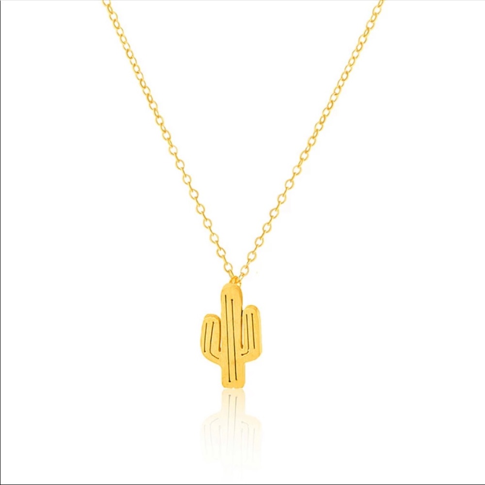 New Stainless Steel Gold Cactus Pendant